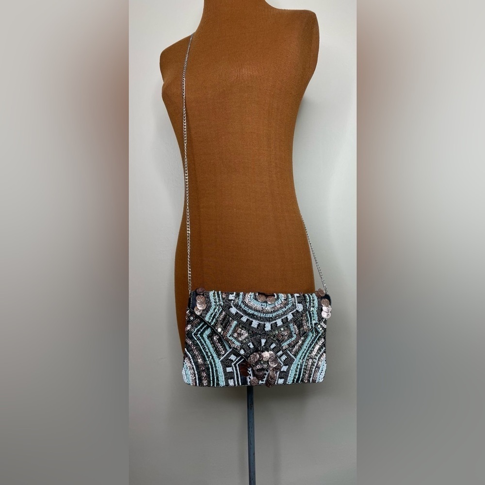 Ribeiro Beaded Embellished Handbag Envelope Style Chain Strap